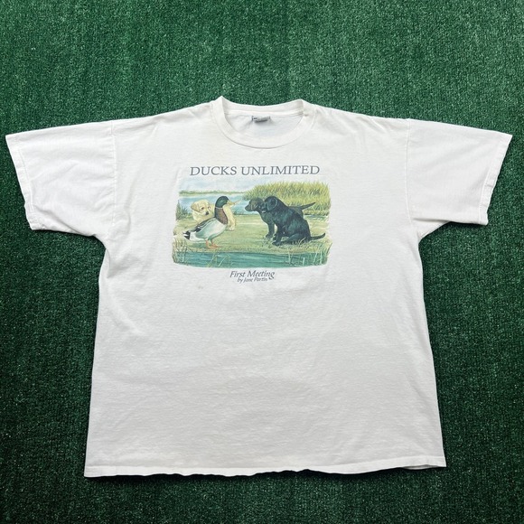VTG Marathon Apparel Ducks Unlimited T-Shirt Men's White XL Cotton Lab Dog 90s - Picture 4 of 9